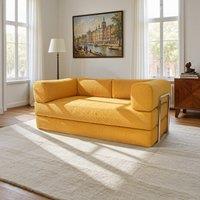 Cottonfy Yellow Corduroy Fabric Foam Modular Sofa