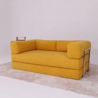 Cottonfy Yellow Corduroy Fabric Foam Modular Sofa