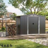 88ft/ 108ft Metal Grey Outdoor Storage Shed with Lean-to