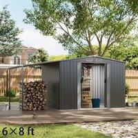 88ft/ 108ft Metal Grey Outdoor Storage Shed with Lean-to