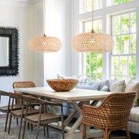 Lightsin Natural Bamboo Pendant Light with Handwoven Lampshades in Four Sizes