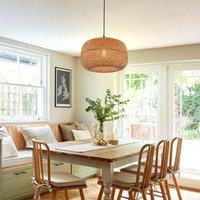 Lightsin Natural Woven Bamboo Pendant Light Handcrafted Rattan Ceiling Light for Ambient Dining, Living Room, and Cafe Spaces