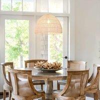 Lightsin Handwoven Paper Rope Dome Pendant Light Eco-Friendly Ceiling Pendant Light with Iron Frame for Kitchen Island, Dining Room, or Living Room Lighting