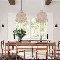 Lightsin Natural Rattan Pendant Light Handwoven Ceiling Pendant Light for Living Room, Bedroom, and Ambient Boho Interiors
