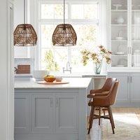 Lightsin Handwoven Rattan Pendant Light Rustic Ceiling Lighting for Living Room & Dining Room