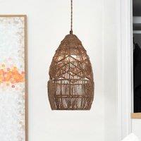 Lightsin Handwoven Rattan Bell Pendant Light for Dining Room Decor