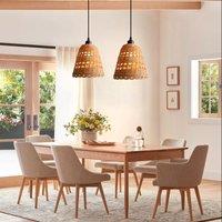 Lightsin Modern Bamboo Handwoven Warm Glow Pendant Light