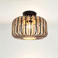Lightsin Black Modern Ceiling Light Handwoven Bamboo Pendant Light for Living Room, Bedroom & Kitchen