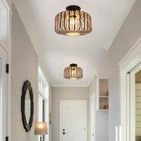 Lightsin Black Modern Ceiling Light Handwoven Bamboo Pendant Light for Living Room, Bedroom & Kitchen