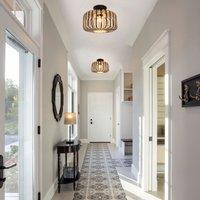 Lightsin Black Modern Ceiling Light Handwoven Bamboo Pendant Light for Living Room, Bedroom & Kitchen