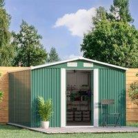 Waterproof 6x8/8x8/10x8/12x10ft Metal Shed with Gable Roof Charcoal Black/Green