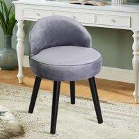Modern Velvet Dressing Table Stool with Solid Wood Legs