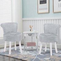 Modern Plush Upholstered Dressing Table Chair with White Legs
