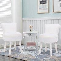 Modern Plush Upholstered Dressing Table Chair with White Legs
