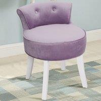 Upholstered Velvet Vanity Dressing Table Stool with Low Backrest
