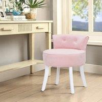 Upholstered Velvet Vanity Dressing Table Stool with Low Backrest