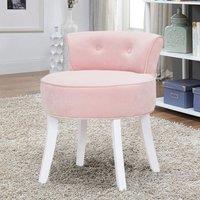 Upholstered Velvet Vanity Dressing Table Stool with Low Backrest