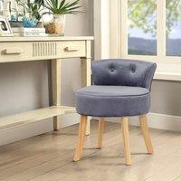 Upholstered Velvet Vanity Dressing Table Stool with Low Backrest