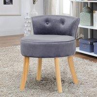 Upholstered Velvet Vanity Dressing Table Stool with Low Backrest