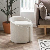 White Teddy Fabric Dressing Stool with Low Back