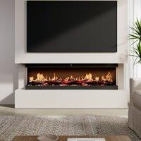 42/48/56/72inch 3-Sided Black/White Electric Fireplace with Remote Control, WiFi Function, Adjustable LED Flames and Heating Modes