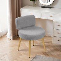 Linen Vanity Stool Chair with Metal Legs