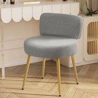 Linen Vanity Stool Chair with Metal Legs