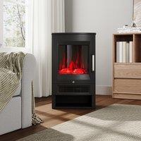 3-Sided Freestanding Electric Fireplace with Remote Control Black, 900/1800W, Adjustable LED Flame & Temperature