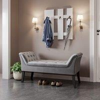 Tufted Velvet Buttoned Bench with Raised Arms