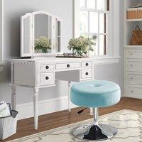 Adjustable Velvet Ottoman with Lift Function