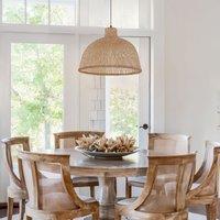 Lightsin Bamboo Dome Pendant Light Handwoven Ceiling Lighting for Living Room & Kitchen