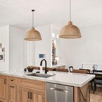Lightsin Bamboo Dome Pendant Light Handwoven Ceiling Lighting for Living Room & Kitchen