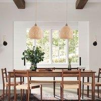 Lightsin Handwoven Bamboo Pendant Light Natural, Eco-Friendly Lighting for Cozy Spaces