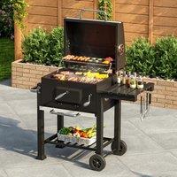 3ft Outdoor Carbon Steel BBQ Cooker BBQ Grill Side Shelves