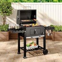 3ft Outdoor Carbon Steel BBQ Cooker BBQ Grill Side Shelves
