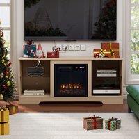 Wood Grain Fireplace Cabinet with 18inch Electric Fire | Touchscreen-enabled & remote-controlled