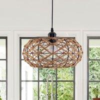Lightsin Handwoven Paper Rope Pendant Light Rustic Natural Ceiling Fixture for Bedroom, Dining & Living Rooms