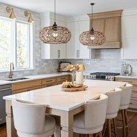 Lightsin Handwoven Paper Rope Pendant Light Rustic Natural Ceiling Fixture for Bedroom, Dining & Living Rooms