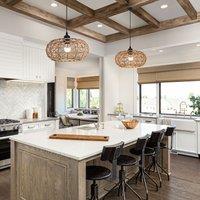 Lightsin Handwoven Paper Rope Pendant Light Rustic Natural Ceiling Fixture for Bedroom, Dining & Living Rooms