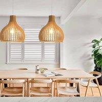 Lightsin Shadome-Nordic Wooden Cage Hanging Pendant Light