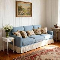 Cottonfy Country Check Sofa with Removable Skirted Covers