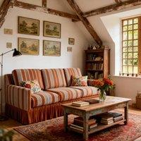 Cottonfy Country Check Sofa with Removable Skirted Covers