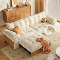 Cottonfy Solid Wood Folding Sofa Bed with Sleeper Chaise