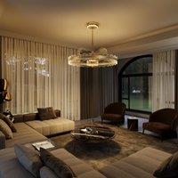 Lightsin Luxury Gold Frame LED Ceiling Fan Light with Retractable Blades