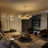 Lightsin Luxury Gold Frame LED Ceiling Fan Light with Retractable Blades