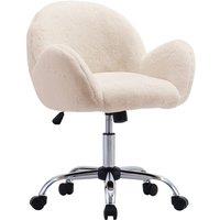Classic White Upholstered Office Chair with Wood Accents