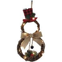 Christmas Snowman Wreath 40x20cm with LED Lights