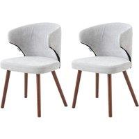 Chenille Dining Chair Curved Back Wooden Leg Pair