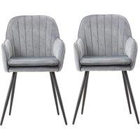 Dutch Velvet Dining Chair Black Metal Leg Pair