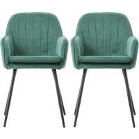 Dutch Velvet Dining Chair Black Metal Leg Pair